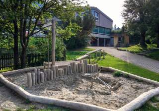 Sandkasten der Firma Rudolf Spielplatz, Spielplatzbauer, Spielplatzhersteller, Spielplatzgeräte, Schweiz