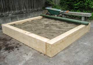 Sandkasten der Firma Rudolf Spielplatz, Spielplatzbauer, Spielplatzhersteller, Spielplatzgeräte, Schweiz